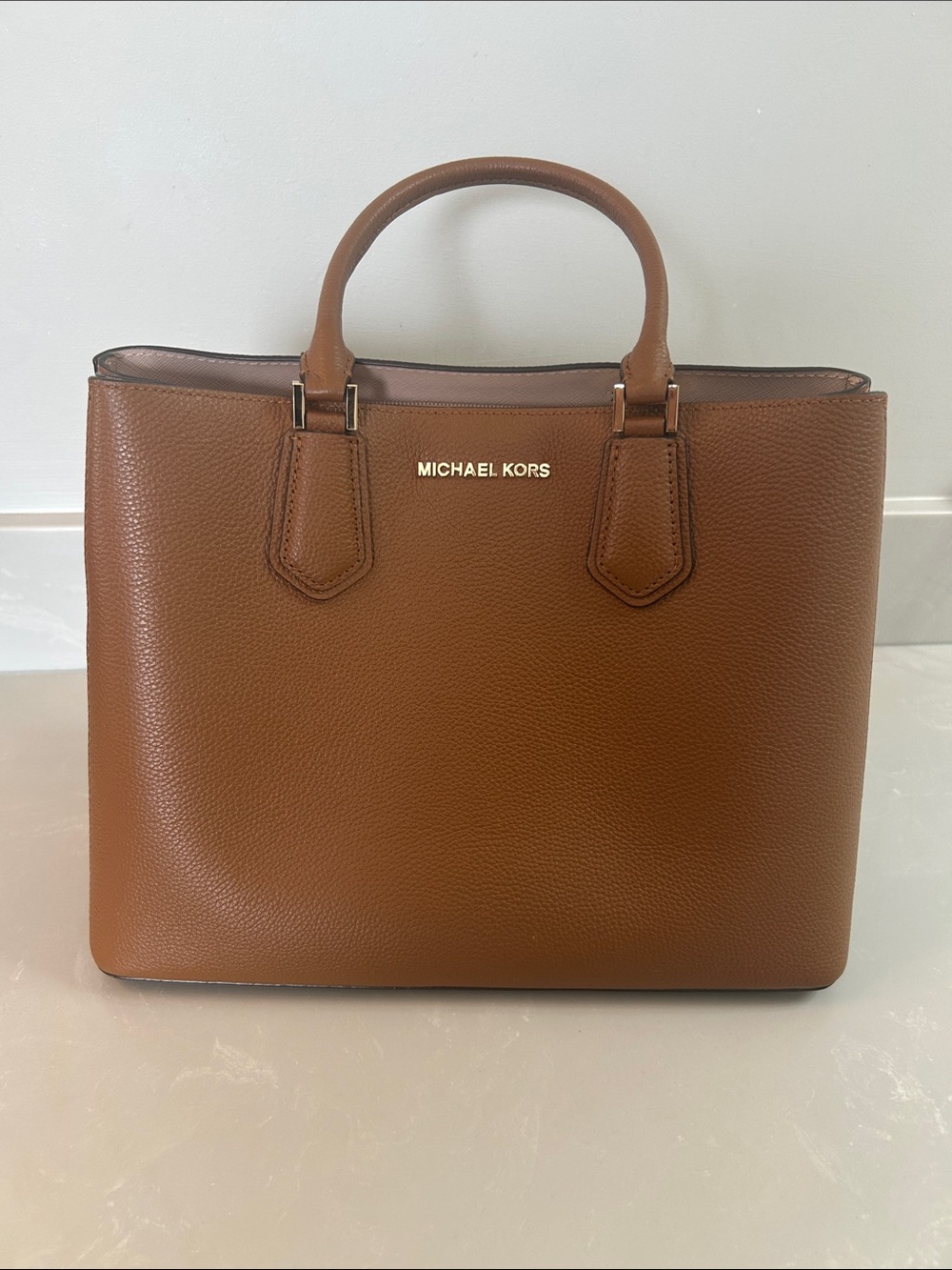 Michael Kors Brown Pebbled Leather Tote Satchel